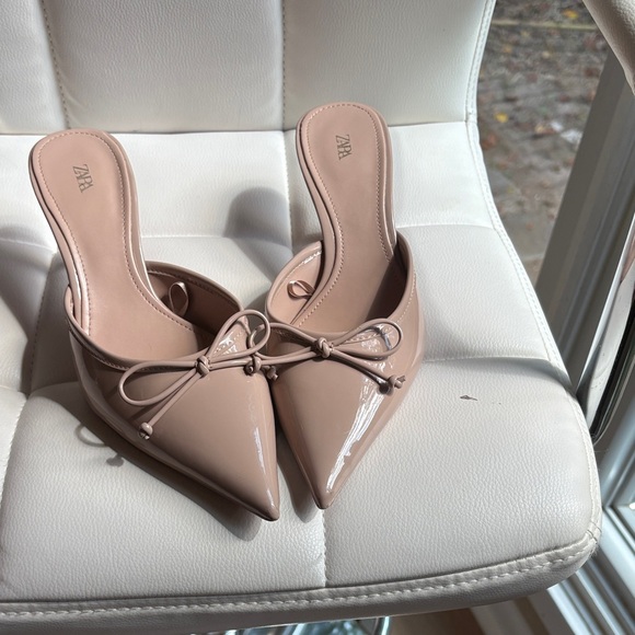 Zara Women's Nude Pointed-Toe Mules - Picture 14 of 15